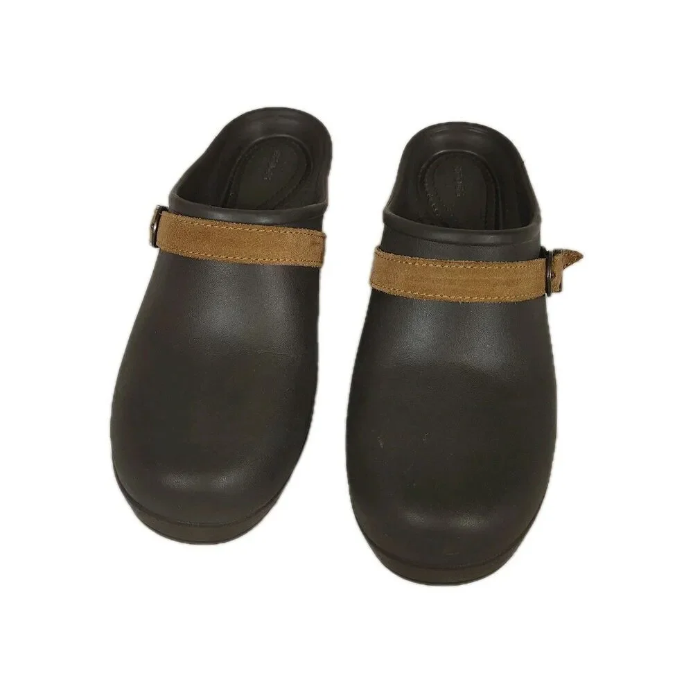 Crocs Womens Cottagecore Granola Platform Clog Mules Size 8 Brown Chunky Strap - Picture 2 of 9